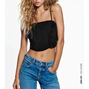 New Zara Black Bustier Crop Top